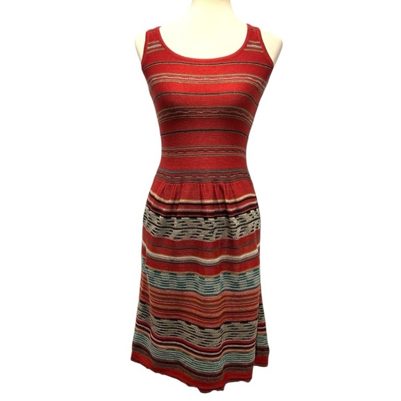 Peruvian Connection Red Pima Cotton Printed Sleeveless A Line Dress Women’s XS - Picture 2 of 12